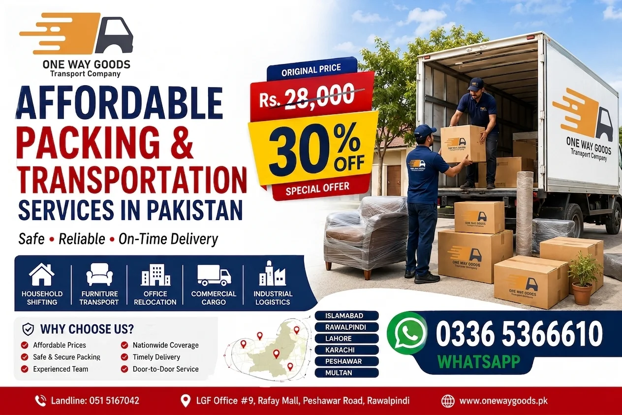 Affordable Packing and Transportation Services in Pakistan One Way Goods