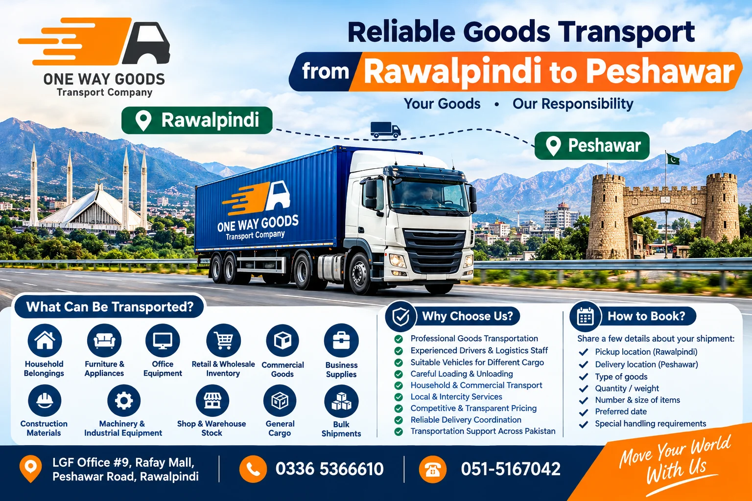Reliable Goods Transport from Rawalpindi to Peshawar